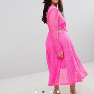 Neon pink burnout leopard print dress